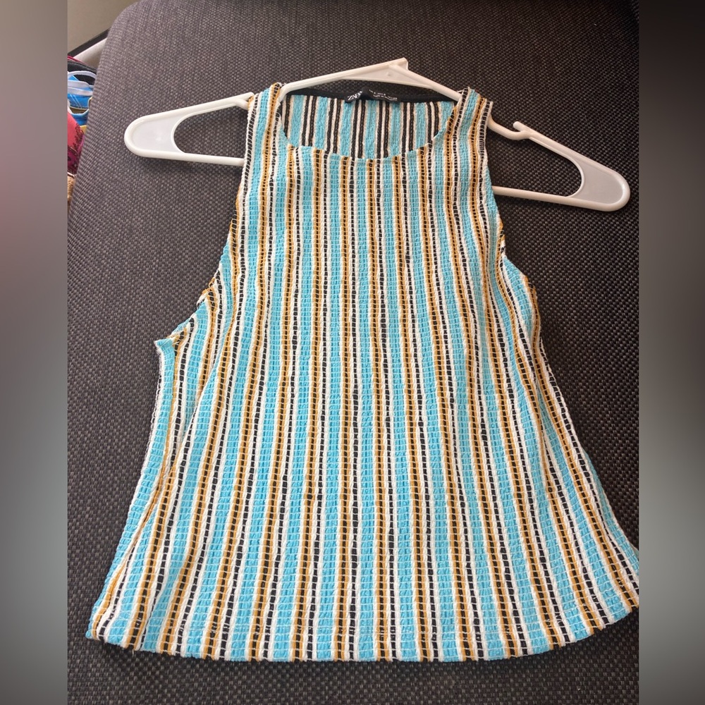 blue and yellow size small Zara tank top in great condition no stains or wear